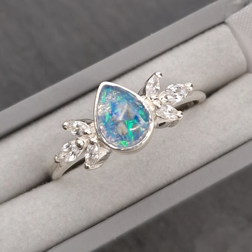 Memorial ashes Ring Teardrop with CZ marquise